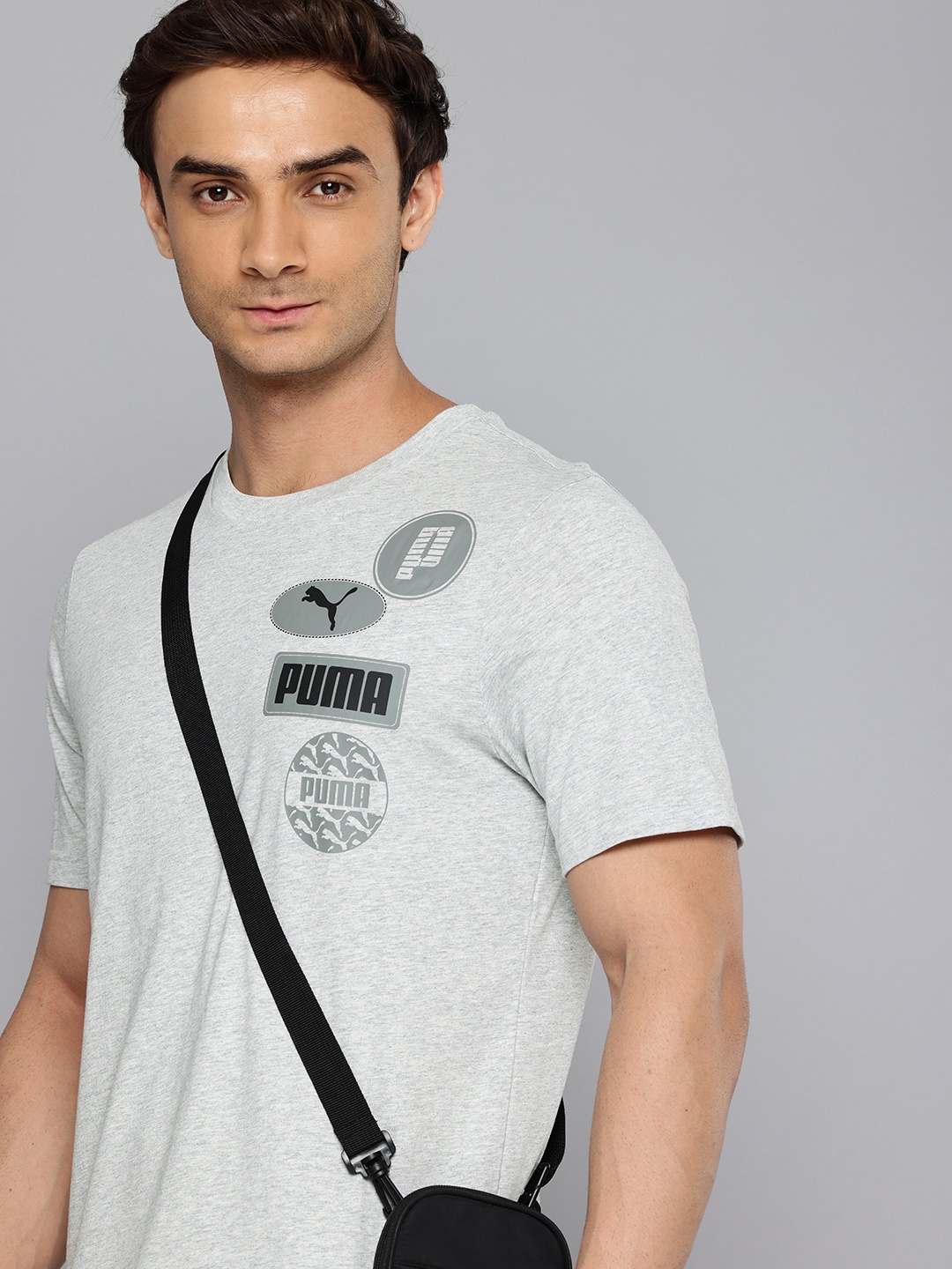 

Puma Graphics Brand Logo Printed Pure Cotton T-shirt, Grey