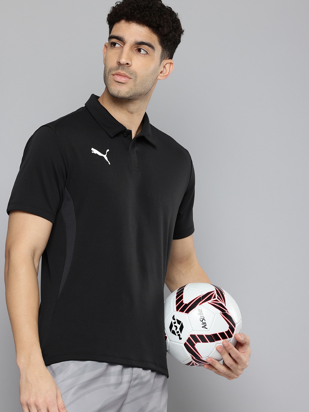 

Puma Teamgoal Polo Collar Drycell Football T-shirt, Black