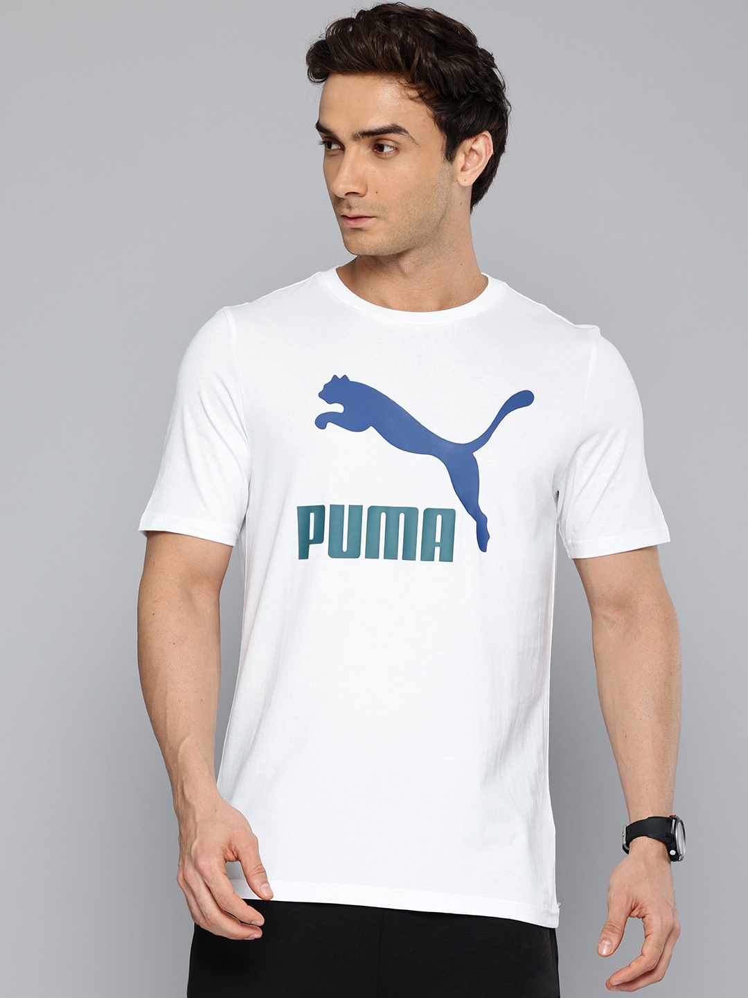 

Puma Classics Brand Logo Printed Pure Cotton T-shirt, White