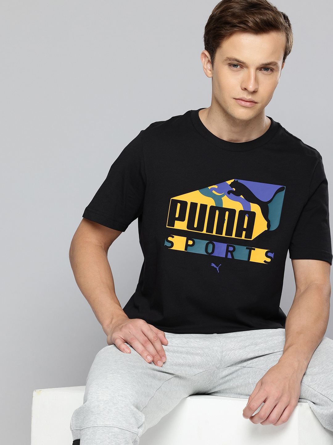 

Puma Brand Logo Printed Pure Cotton Sports T-shirt, Black