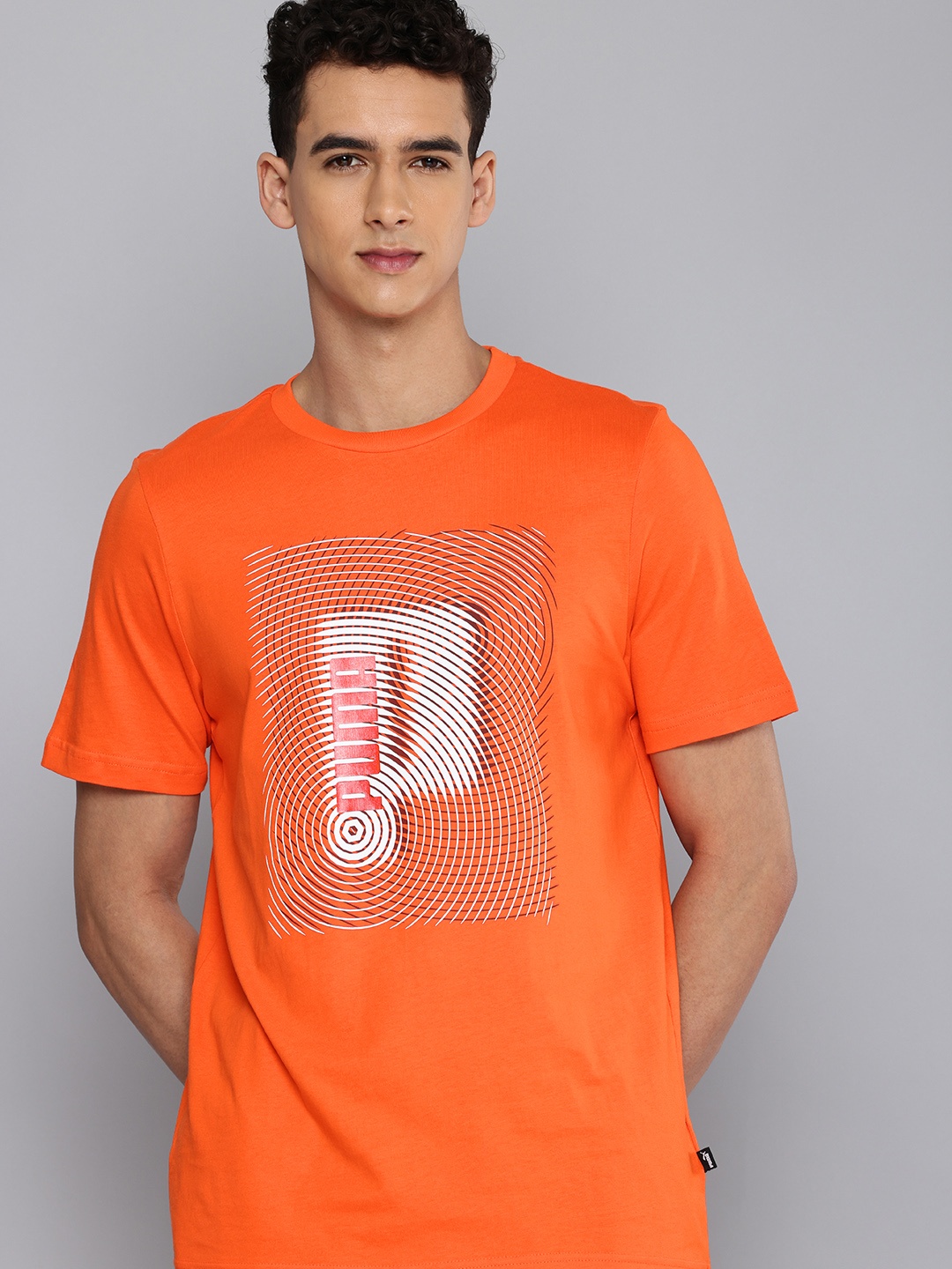 

Puma Graphic Printed Pure Cotton T-shirt, Orange