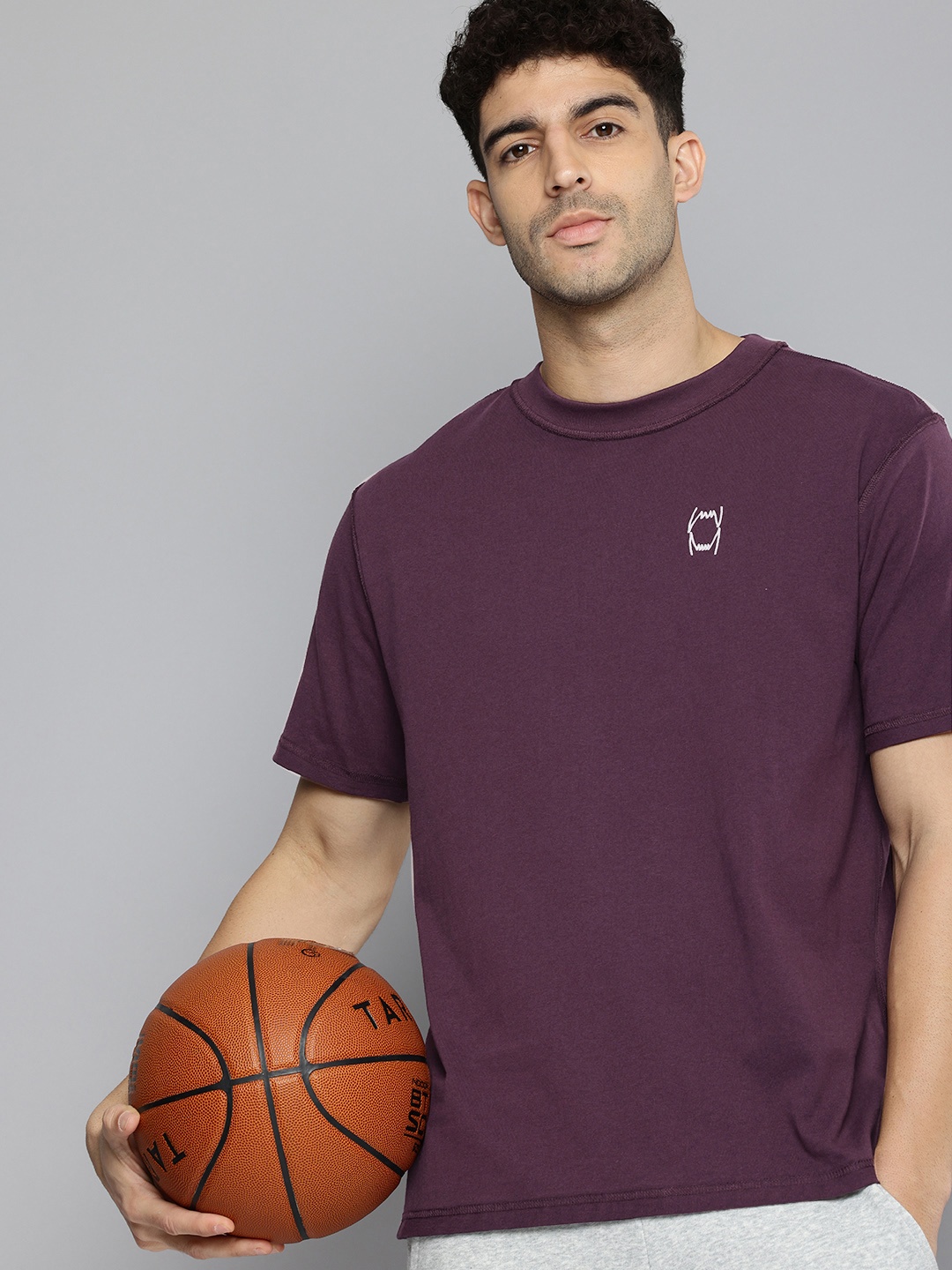 

Puma Pivot Drop-Shoulder Sleeves Relaxed Fit Pure Cotton T-shirt, Purple