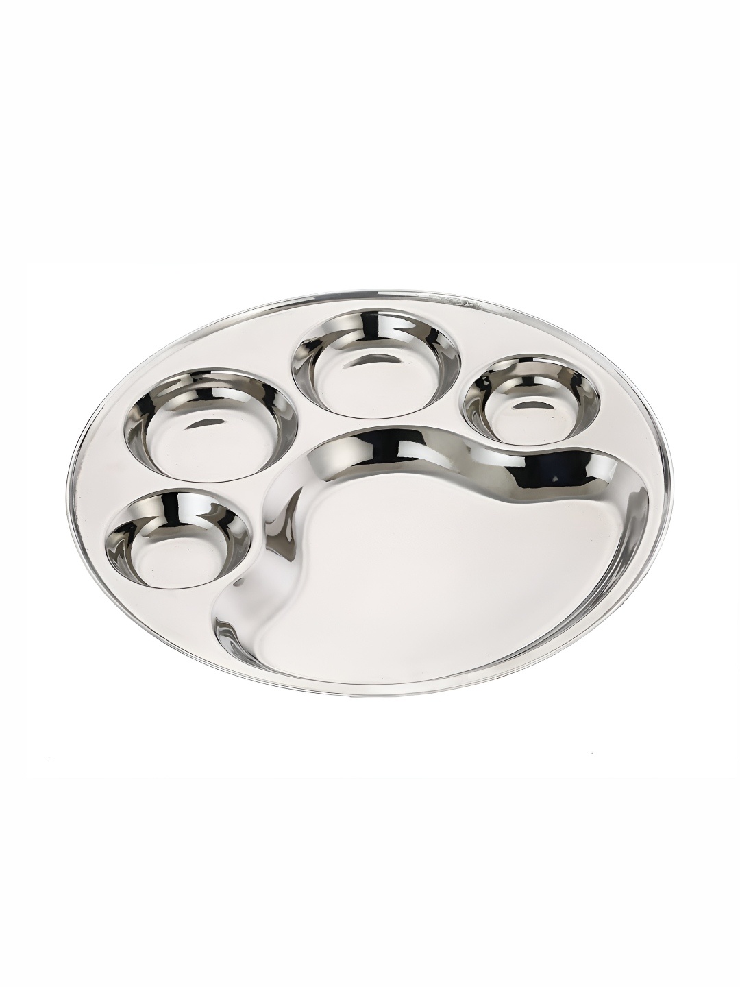 

Expresso Silver Toned Stainless Steel Circular Compartment Plates