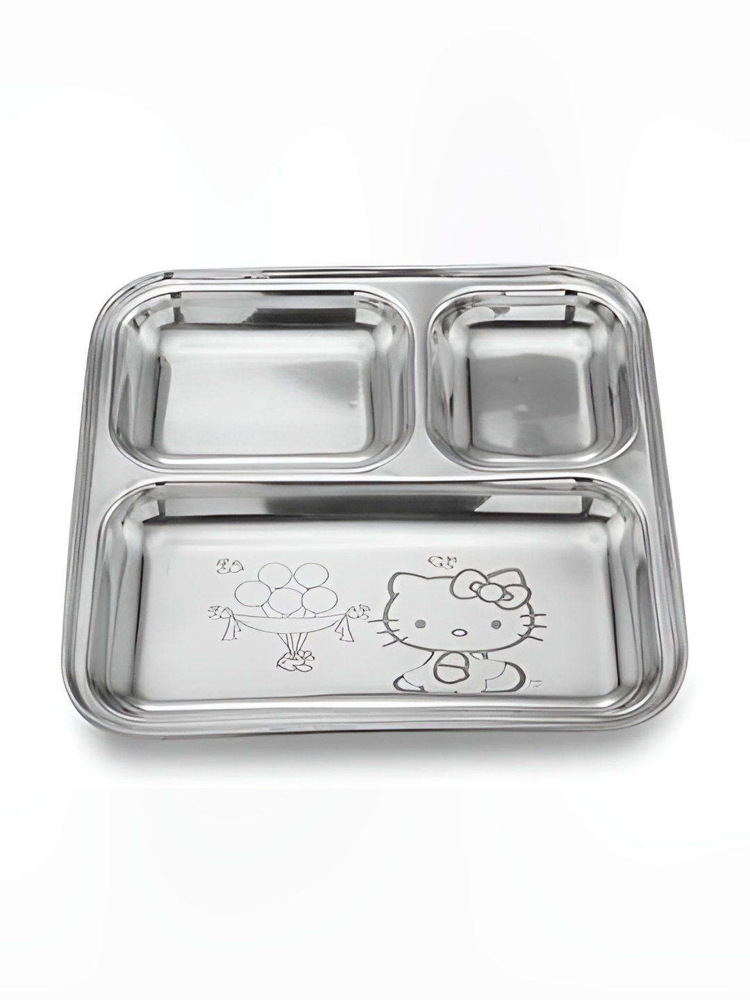 

Expresso Silver Toned Stainless Steel Square Compartment Plates