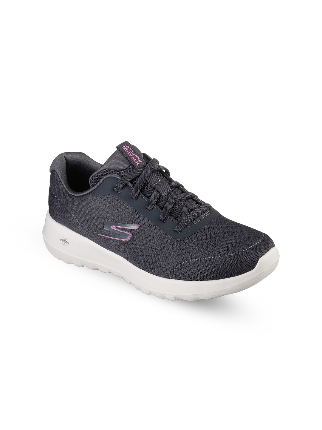

Skechers Women Self Design Non-Marking Lace Ups Round Toe Walking Shoes, Charcoal