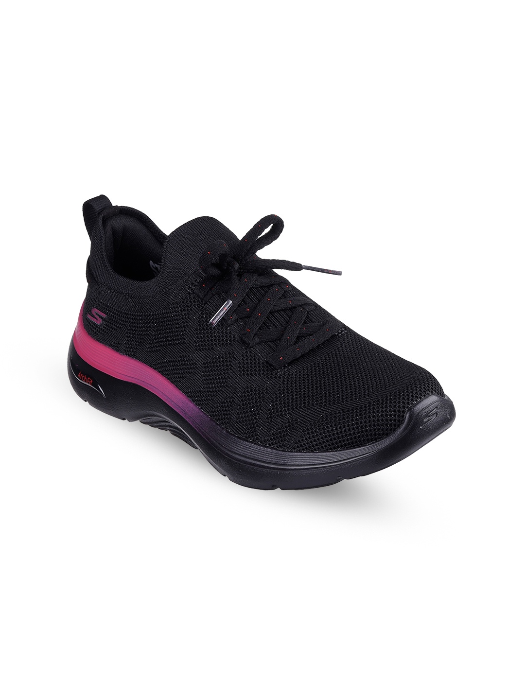 

Skechers Women Colorblocked Round Toe Non-Marking Lace Ups Walking Shoes, Black