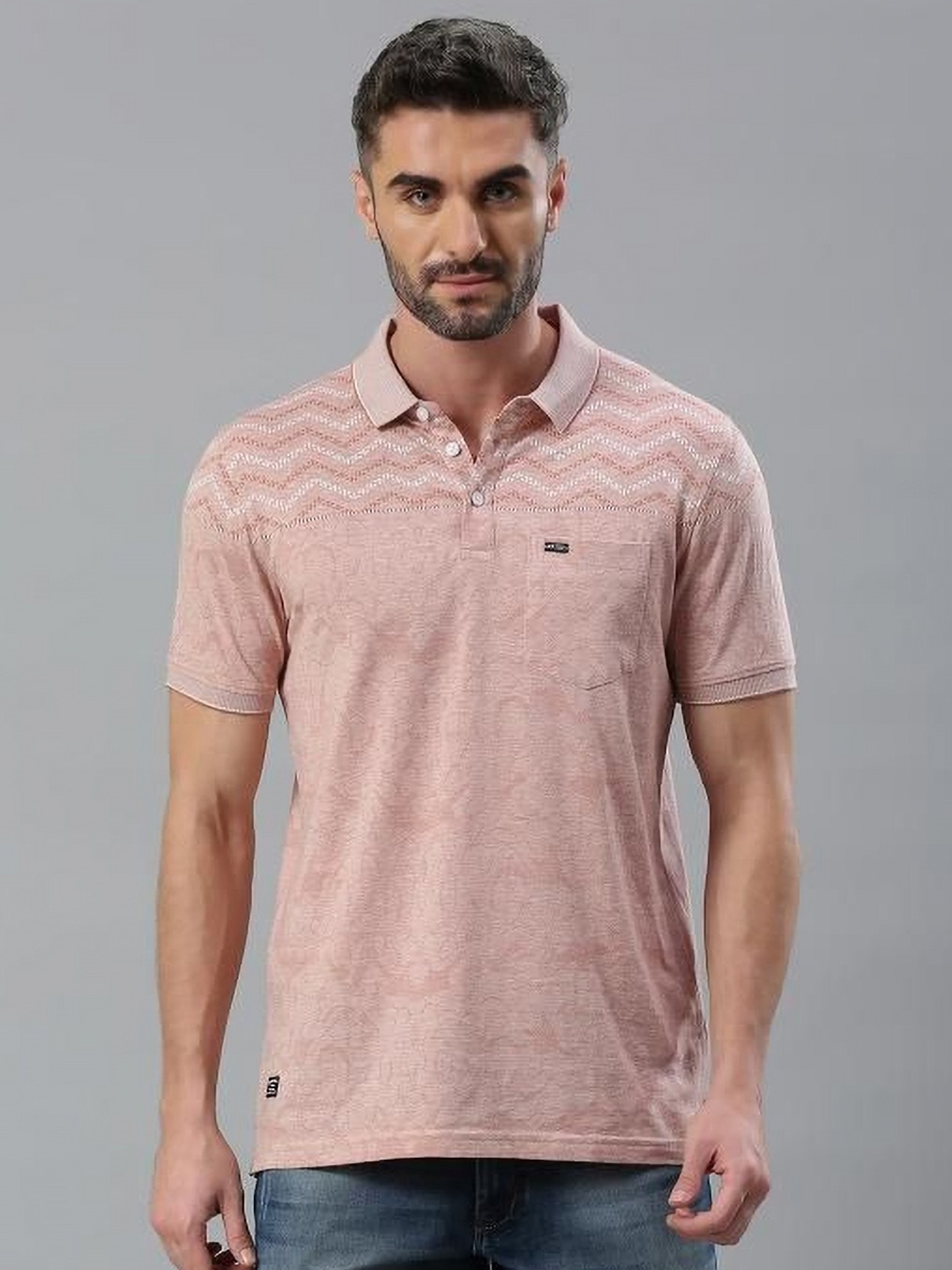 

Klub Fox Men Striped Polo Collar Cotton Tshirt, Pink