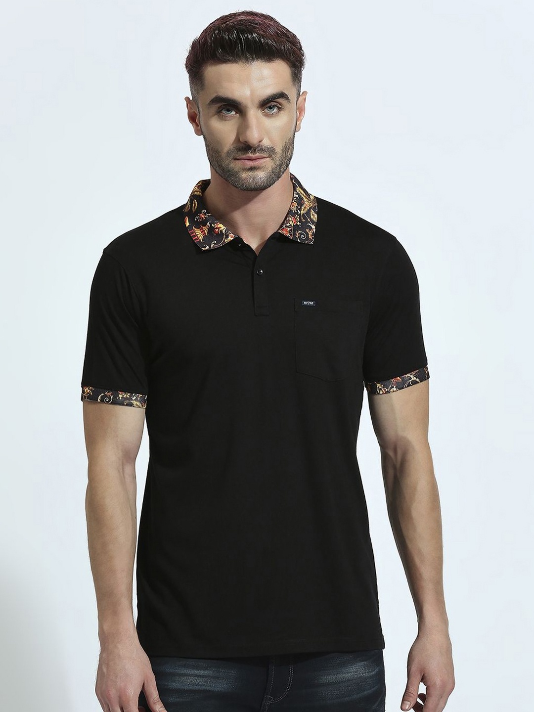 

Klub Fox Men Solid Polo Collar Cotton Tshirt, Black