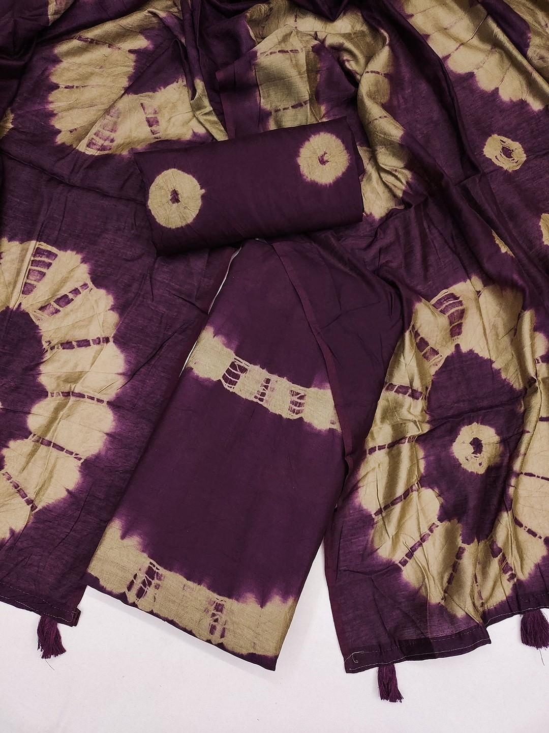 

KALINI Floral Tie & Dyed Unstitched Dress Material, Purple