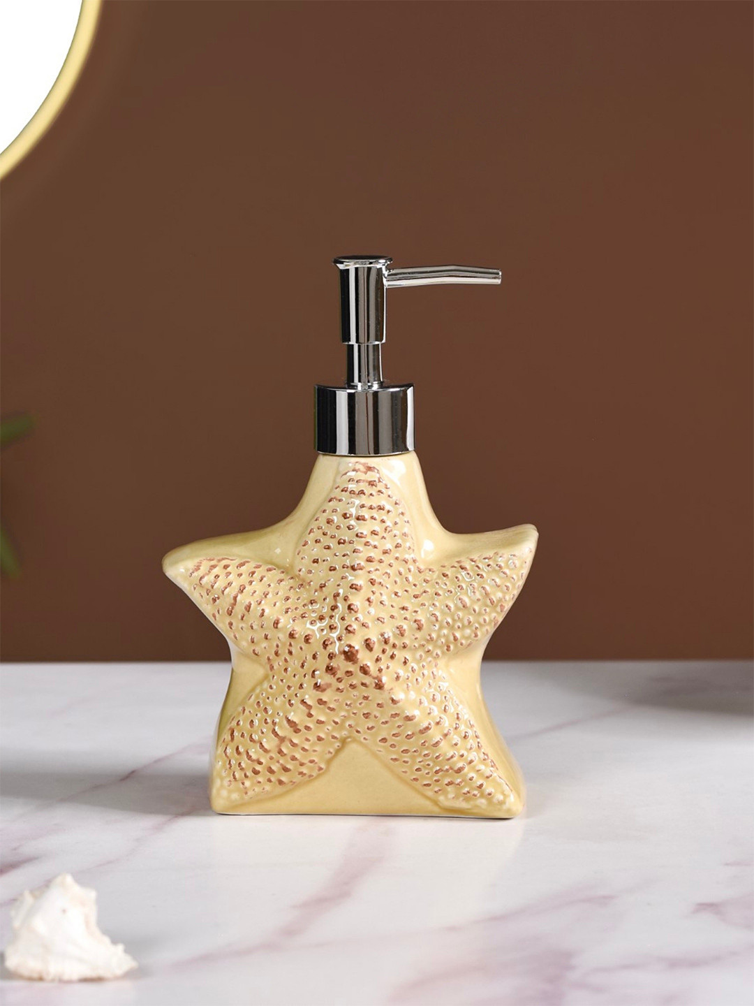 

Nestasia Yellow & Silver Toned Geometric Ceramic Glossy Soap Dispenser 400ml