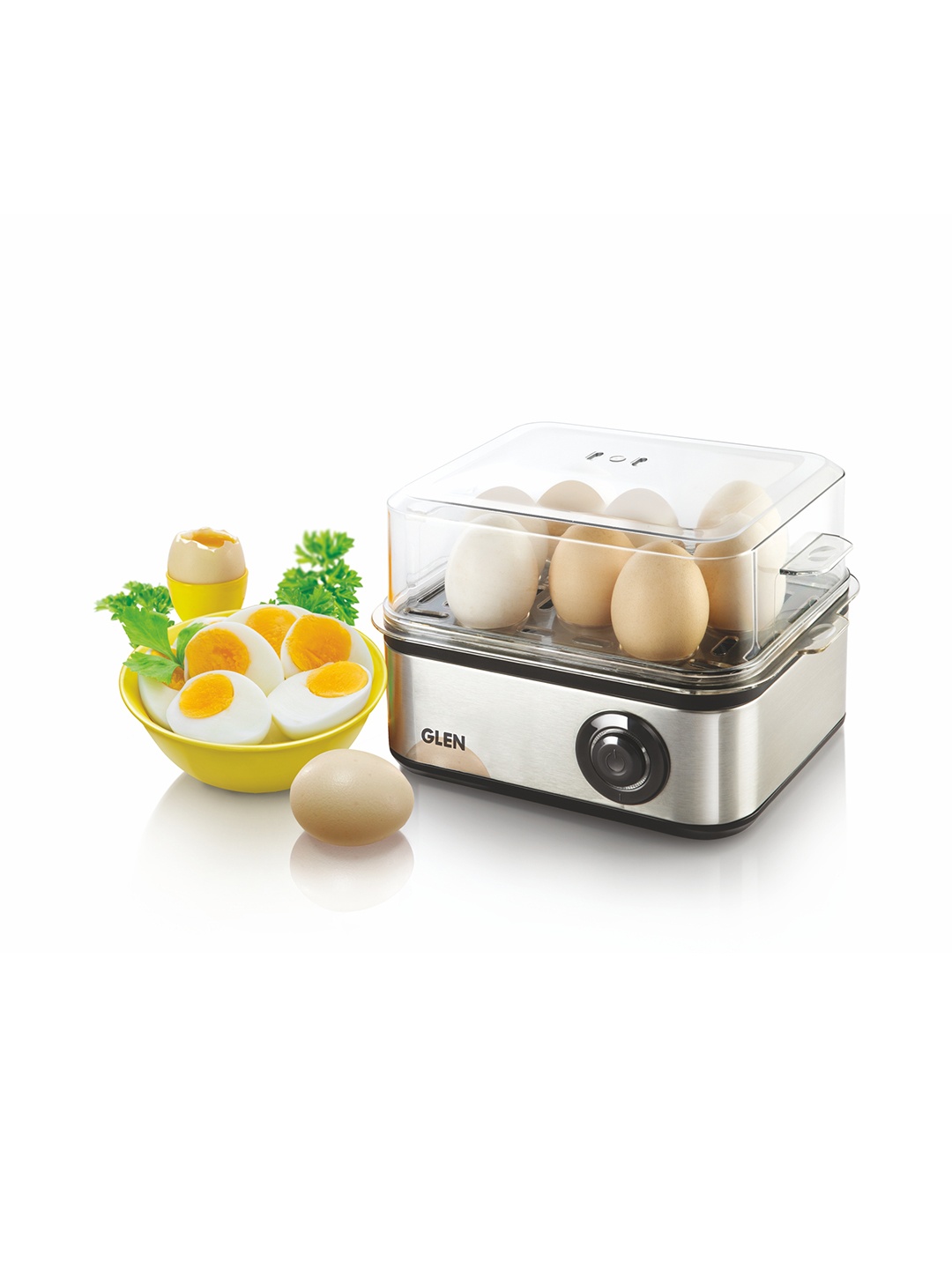 

GLEN SA 3036 Silver Toned & Black 500W Stainless Steel Egg Boiler