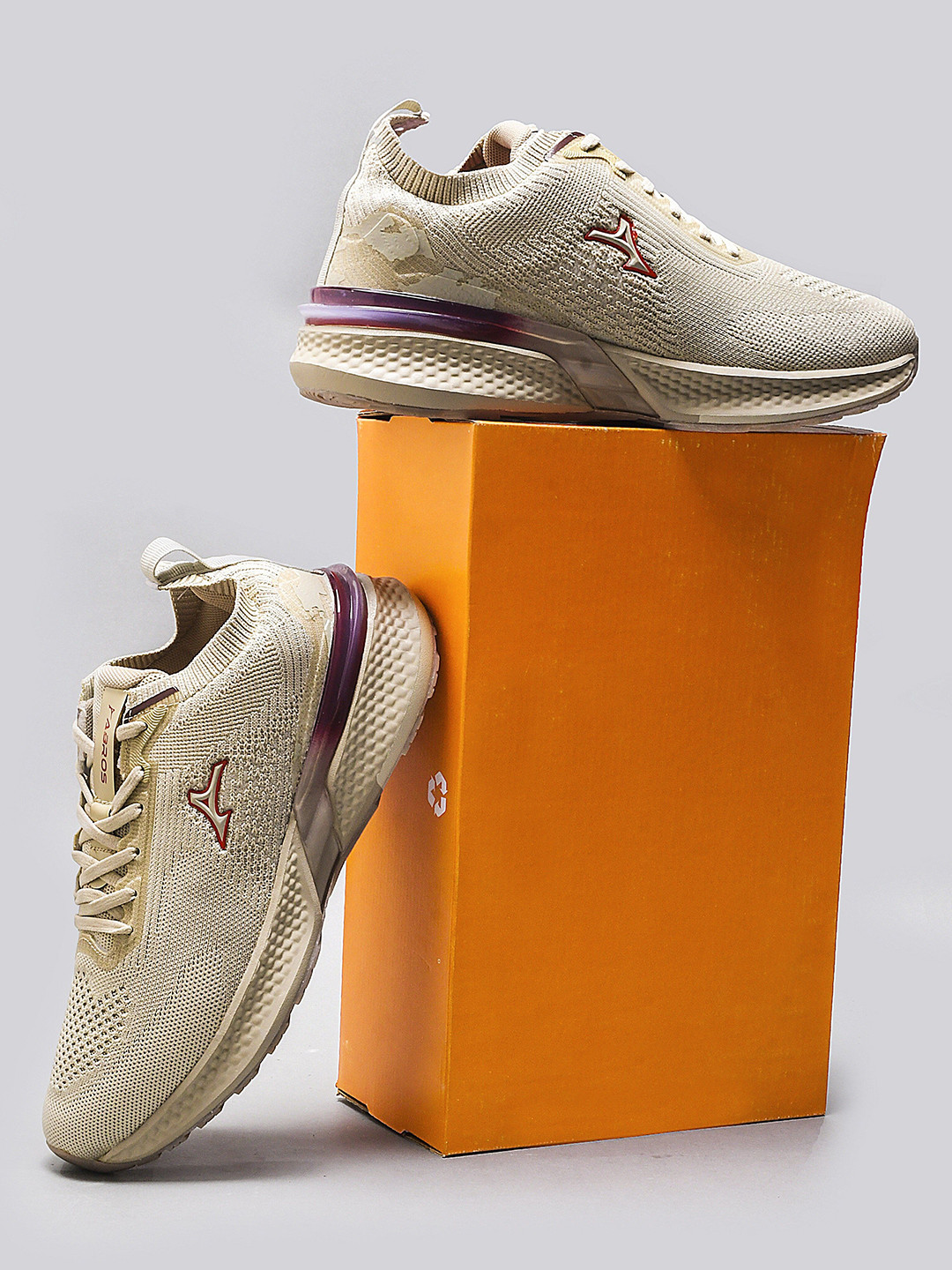 

ABROS Men Mesh Running Shoes, Cream