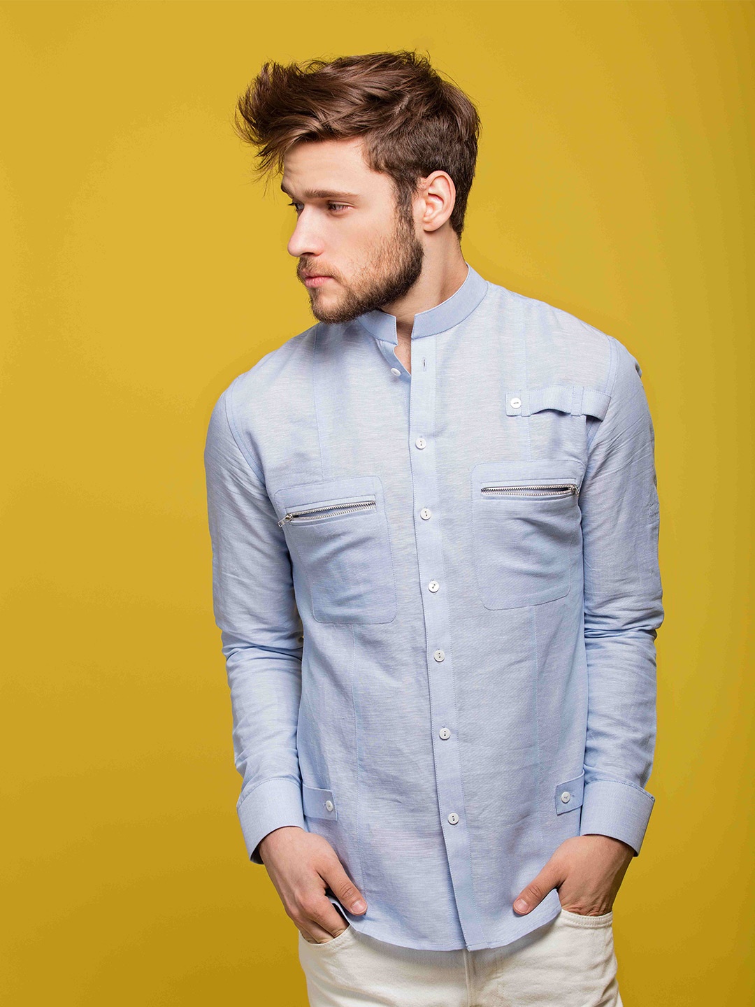 

SEVENDC Men Premium Opaque Casual Shirt, Blue