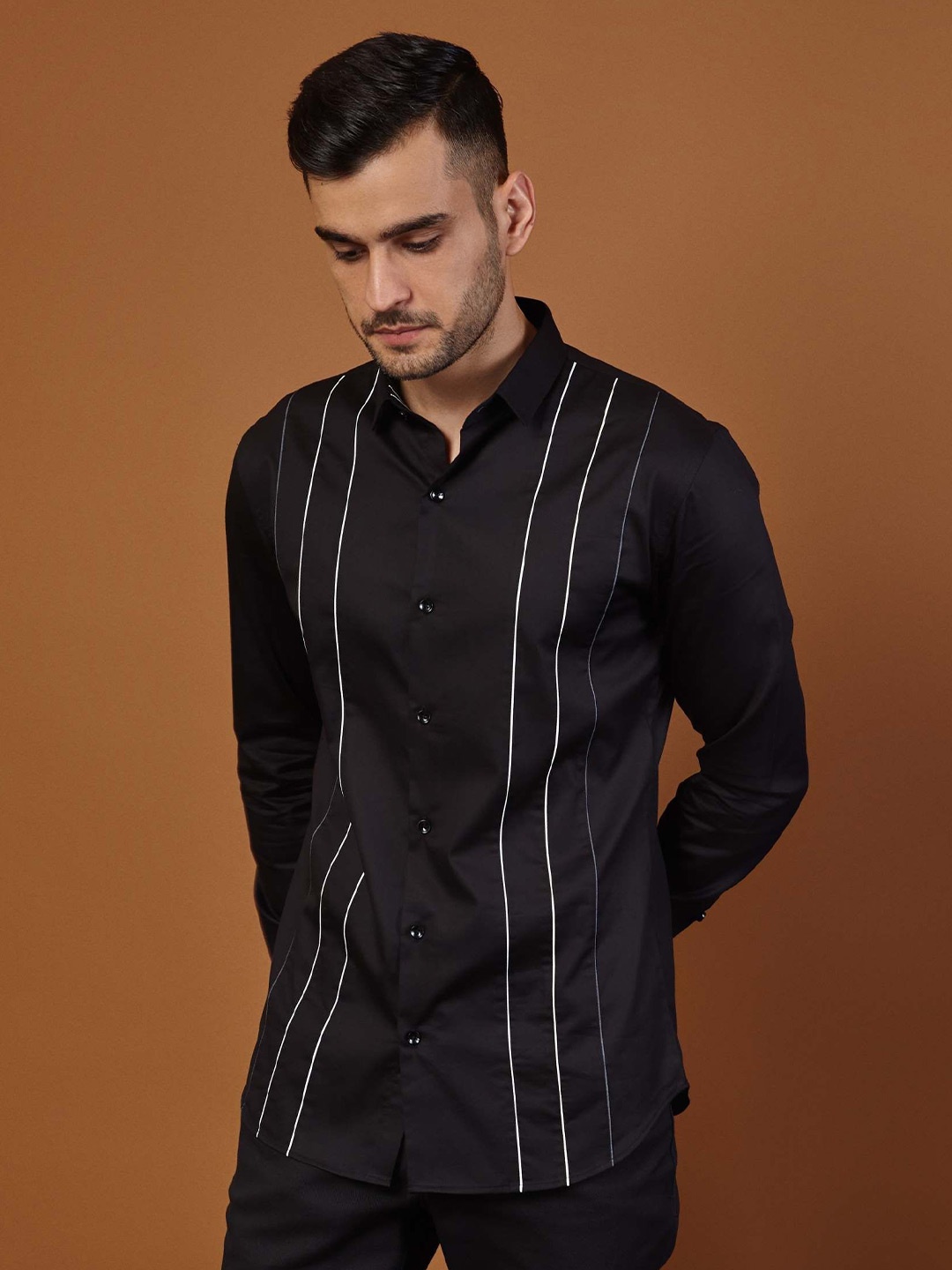 

SEVENDC Men Premium Opaque Casual Shirt, Black