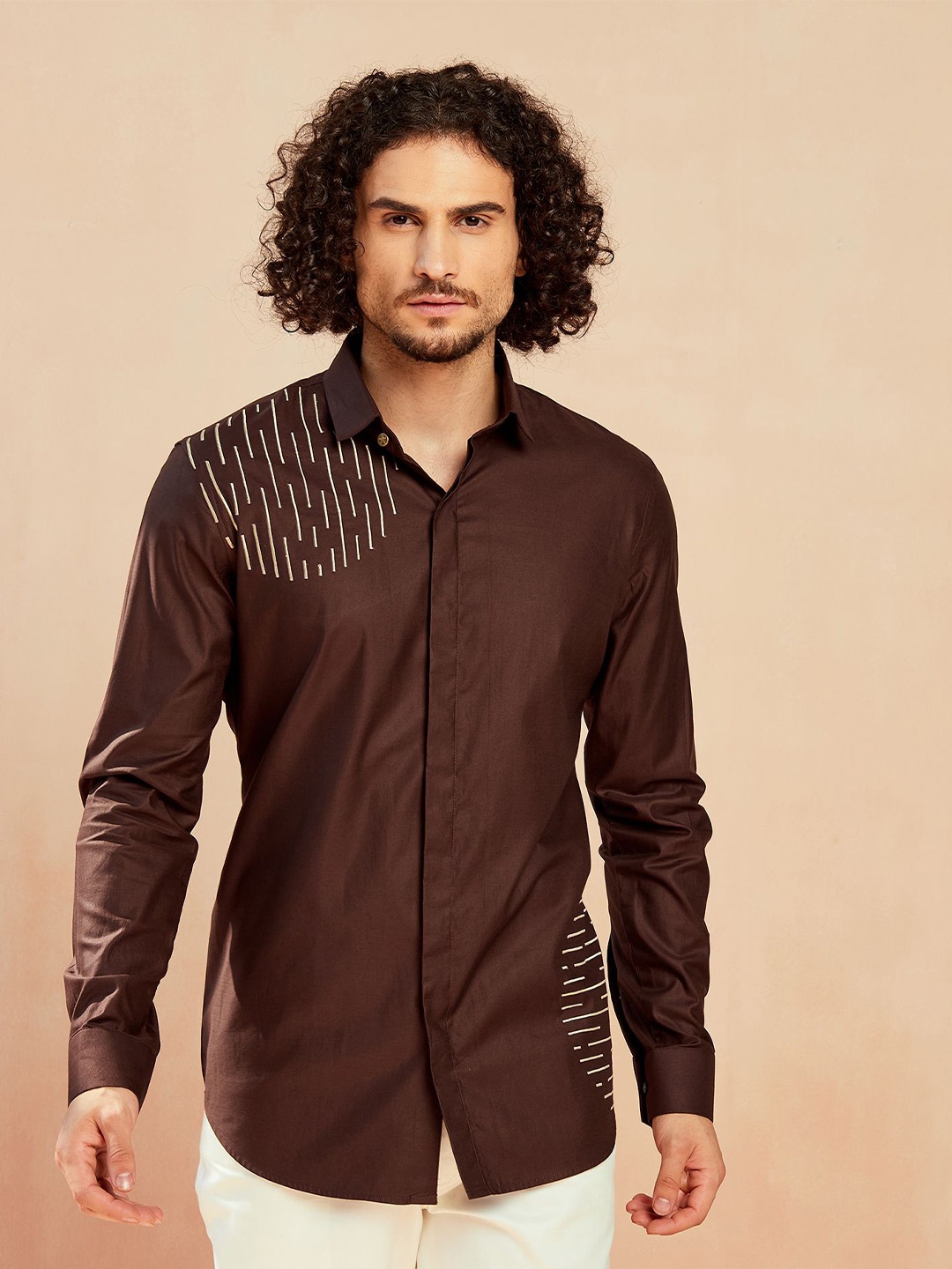 

SEVENDC Men Premium Opaque Casual Shirt, Brown