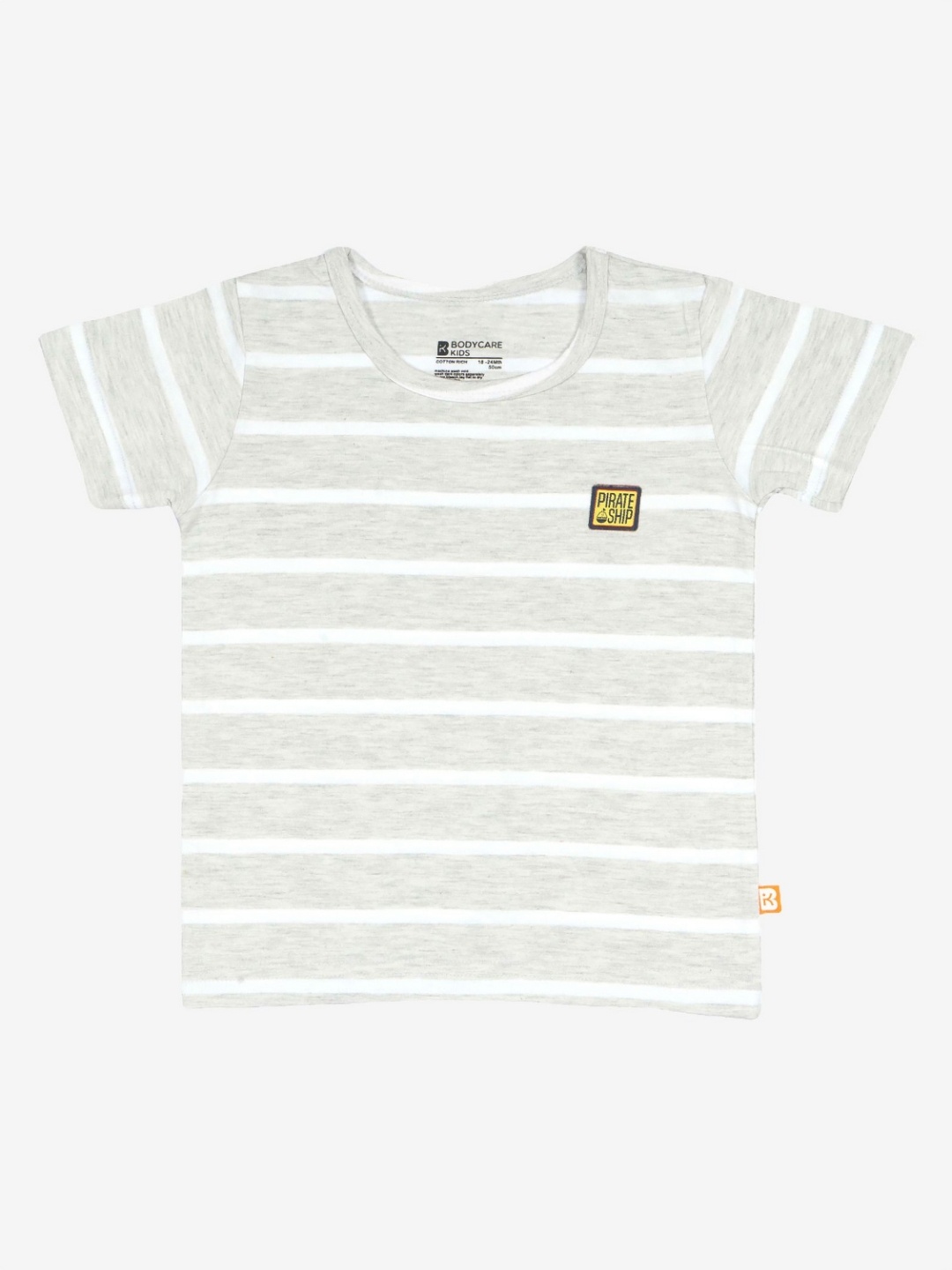 

Bodycare Boys Striped Round Neck Cotton Tshirt, Grey