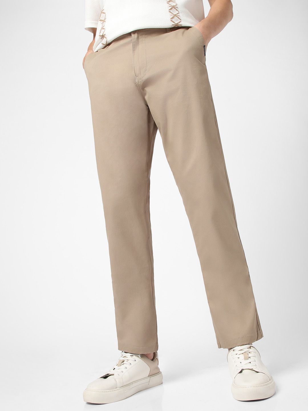 

Urbano Fashion Men Pure Cotton Regular Fit Casual Chinos Trousers, Brown