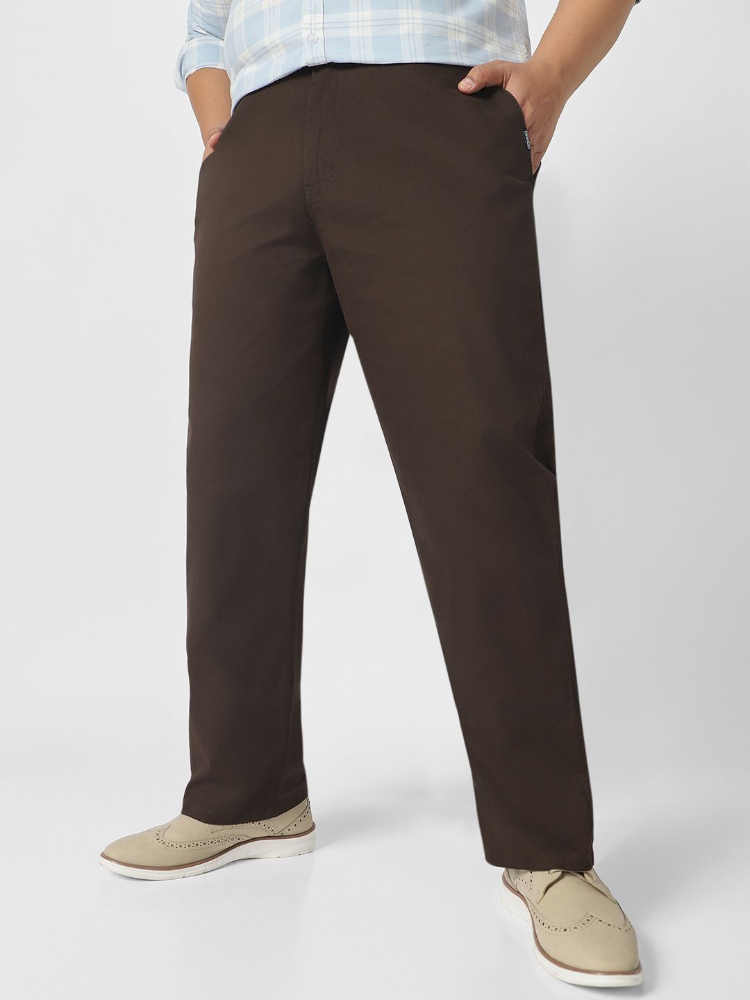 

Urbano Plus Men's Cotton Regular Fit Casual Chinos Trousers Stretch, Brown