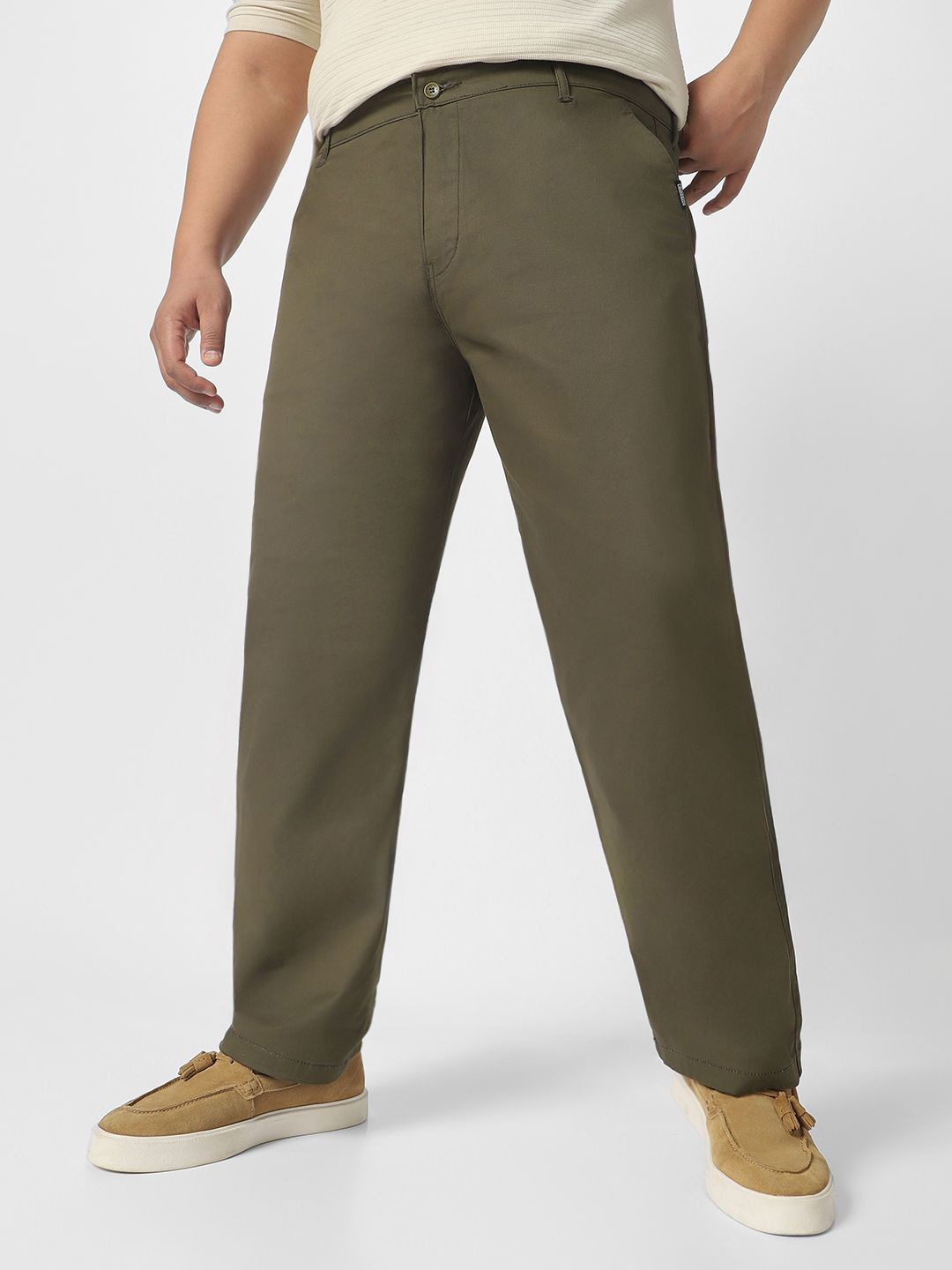 

Urbano Plus Men's Cotton Regular Fit Casual Chinos Trousers, Olive