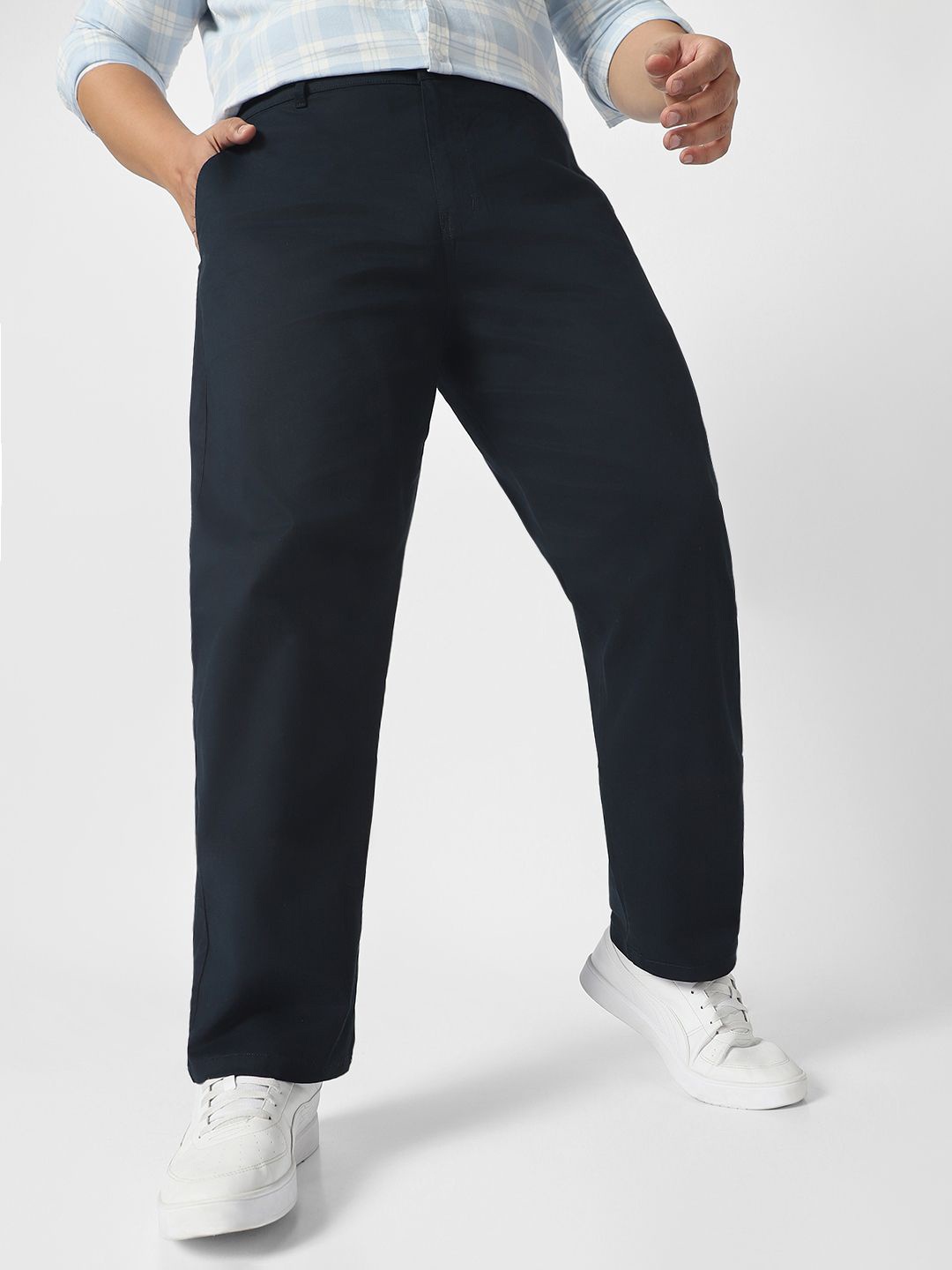 

Urbano Plus Men's Cotton Regular Fit Casual Chinos Trousers Stretch, Navy blue