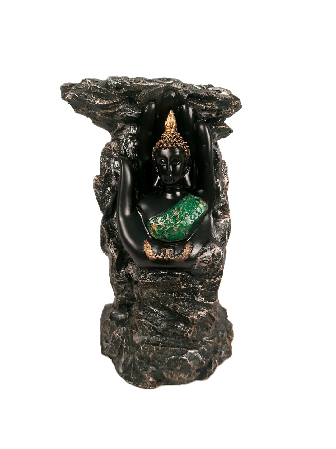 

apka mart Black & Green Buddha Idol Metal Showpiece