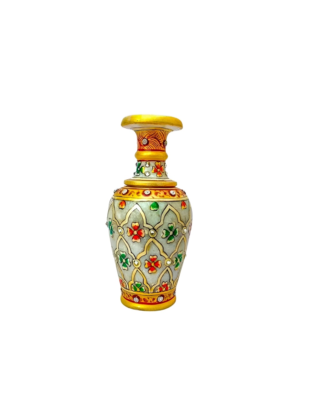 

apka mart Yellow & White Floral Printed Metal Flower Vase