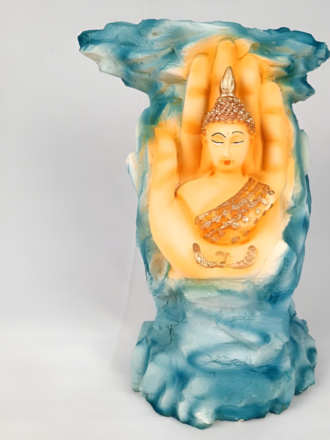 

apka mart Blue & Yellow Buddha Face Design Flower Vase