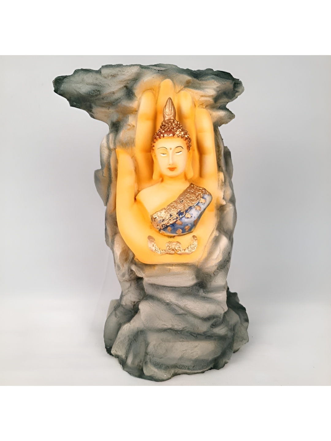 

apka mart Grey & Yellow Buddha Textured Flower Vase