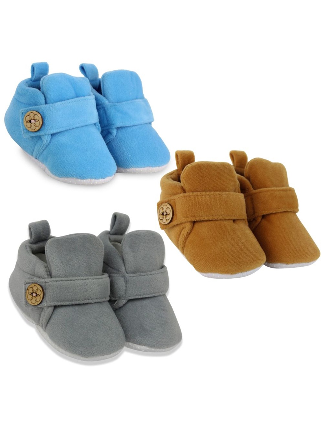 

BAESD Unisex Kids Set Of 3 Pair Cotton Booties, Blue