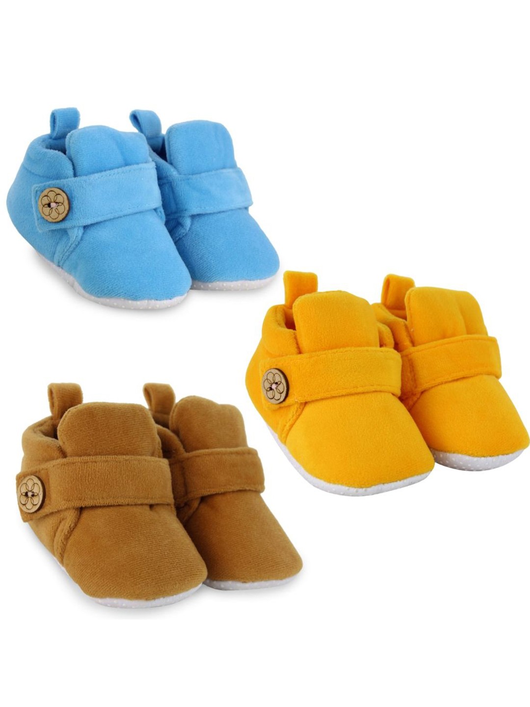 

BAESD Unisex Kids Set Of 3 Pair Cotton Booties, Yellow