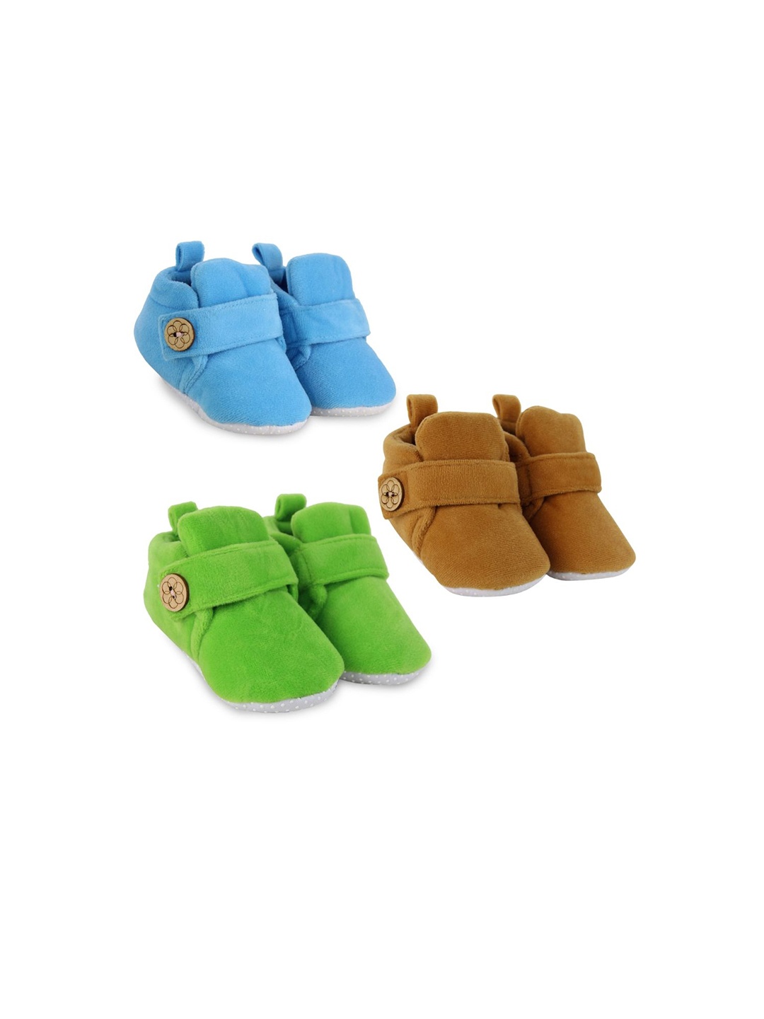 

BAESD Unisex Kids Set Of 3 Pair Cotton Booties, Blue