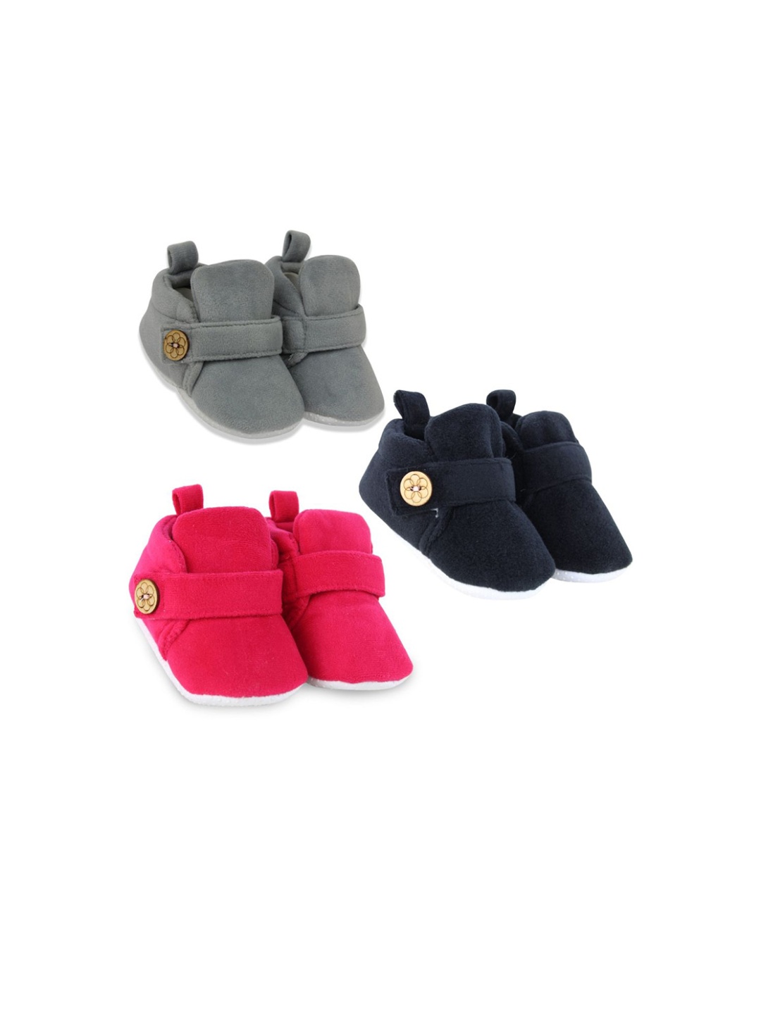 

BAESD Unisex Kids Set Of 3 Pair Cotton Booties, Grey