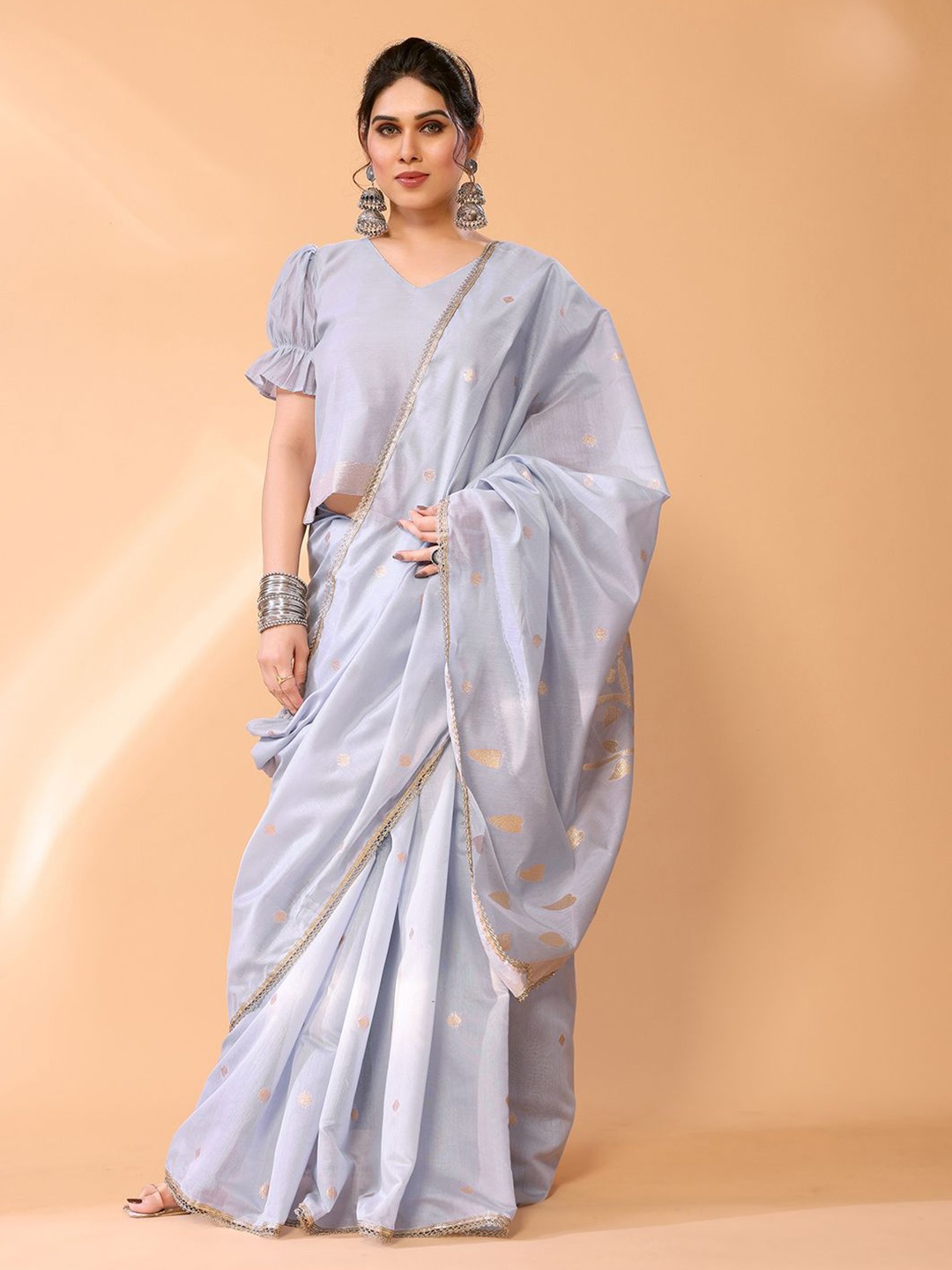 

MySilkLove Woven Design Chanderi Saree, Grey