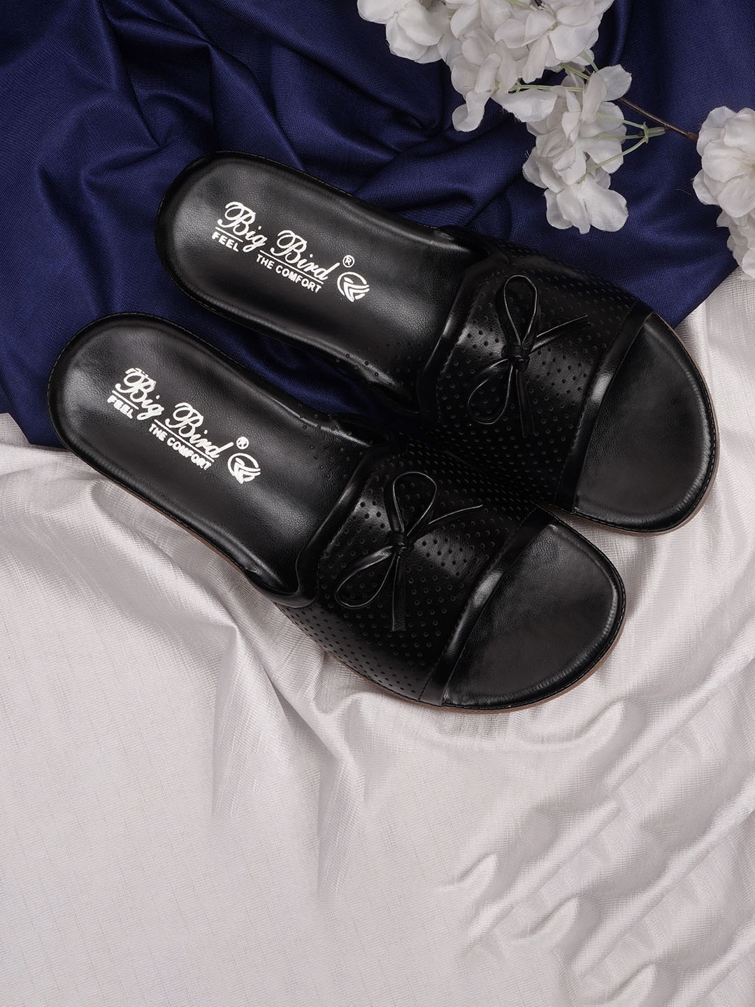 

BIG BIRD Women Bow Detailed Open Toe Flats, Black