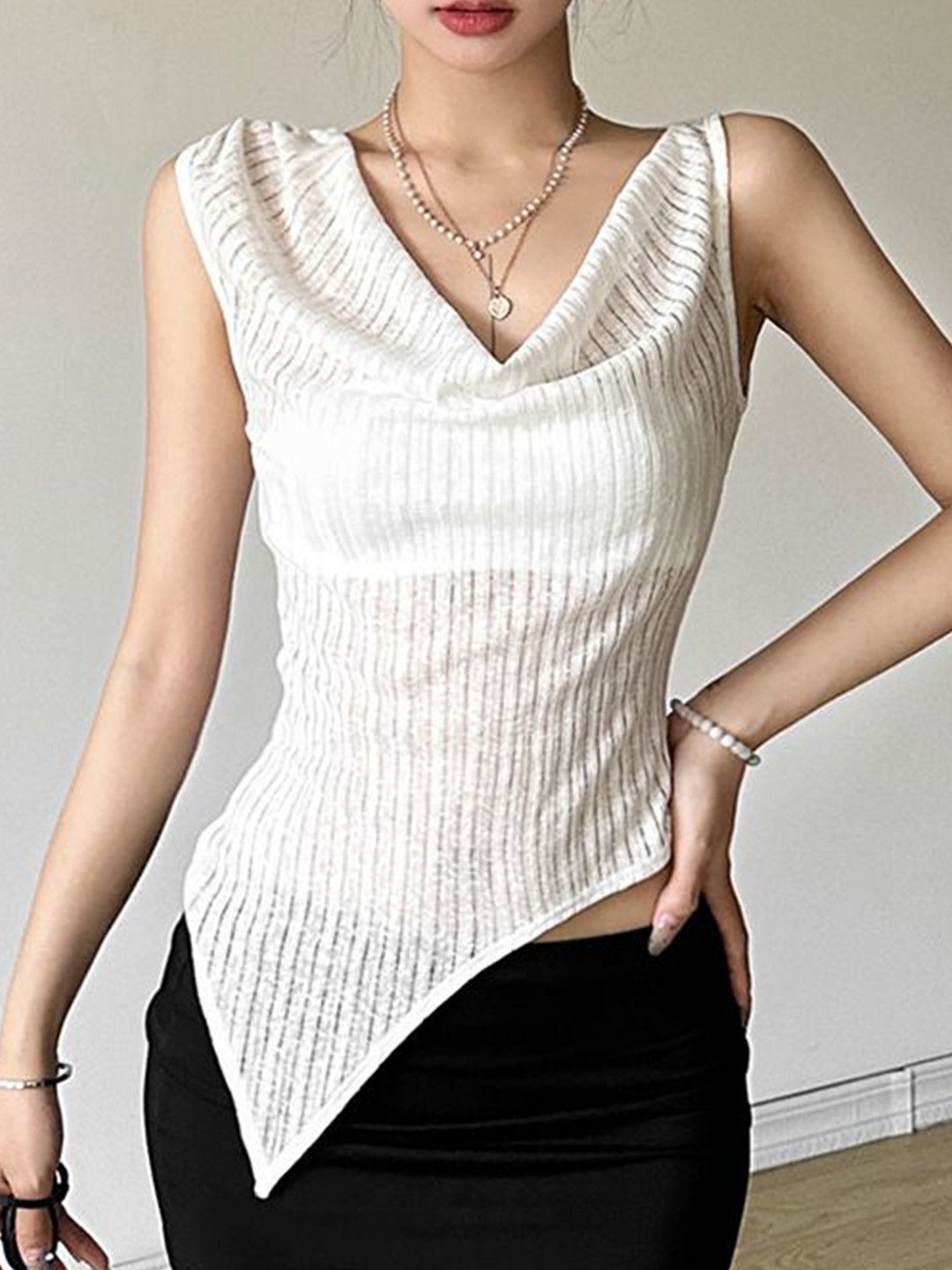 

StyleCast x Revolte Women Cowl Neck Sleeveless Top, White