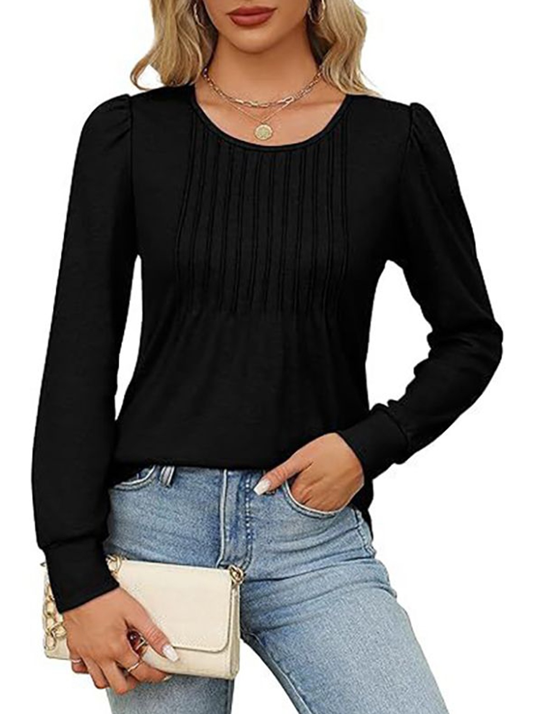 

StyleCast x Revolte Women Round Neck Long Sleeves Top, Black