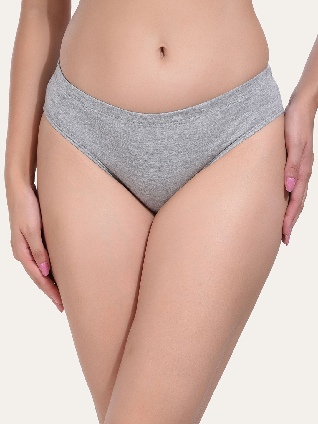 

Bruchi CLUB Women Solid Pure Cotton Hipster Briefs, Grey