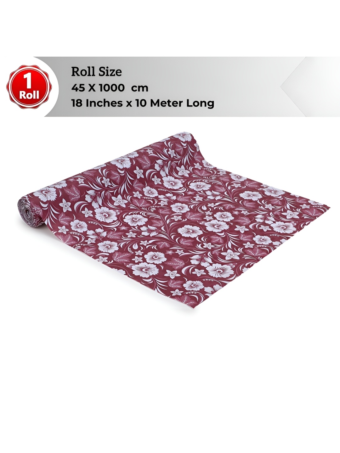 

LooMantha Rust & White Floral Printed Water Resistant Shelf Liner