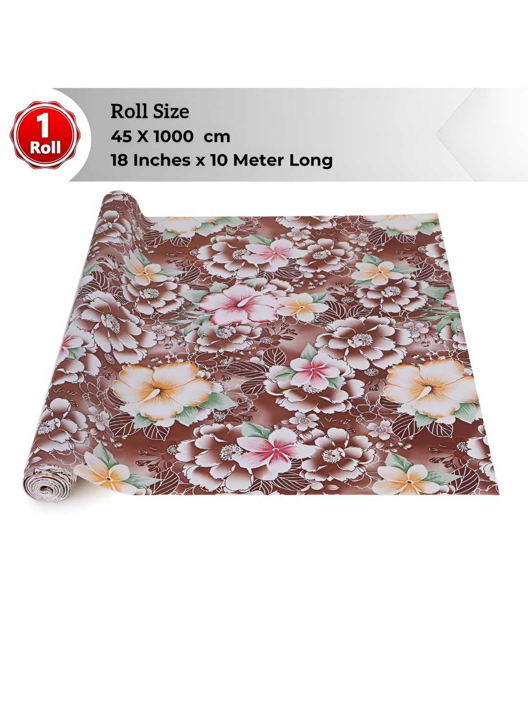 

LooMantha Brown & Purple Floral Printed Water Resistant Shelf Liner
