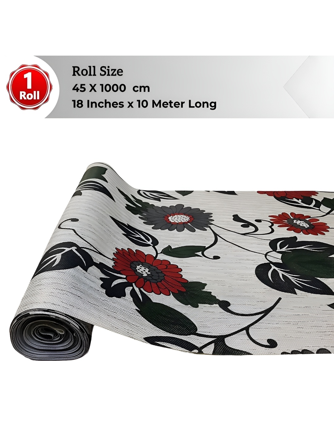 

LooMantha Grey & Maroon Floral Printed Water Resistant Shelf Liner