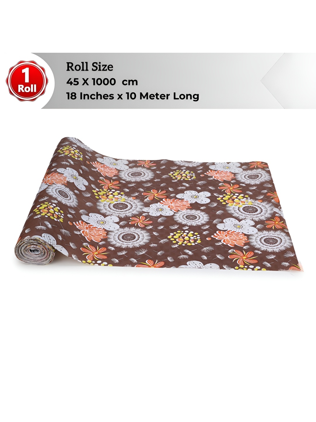 

LooMantha Brown & White Floral Printed Water Resistant Shelf Liner
