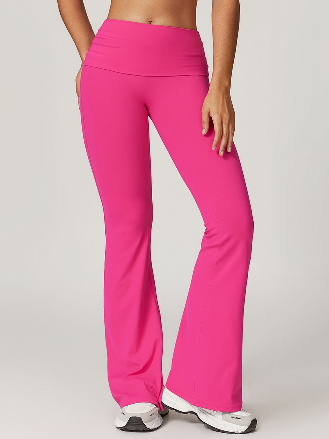 

LULU & SKY Women Solid Mid-Rise Bootcut Track Pants, Pink