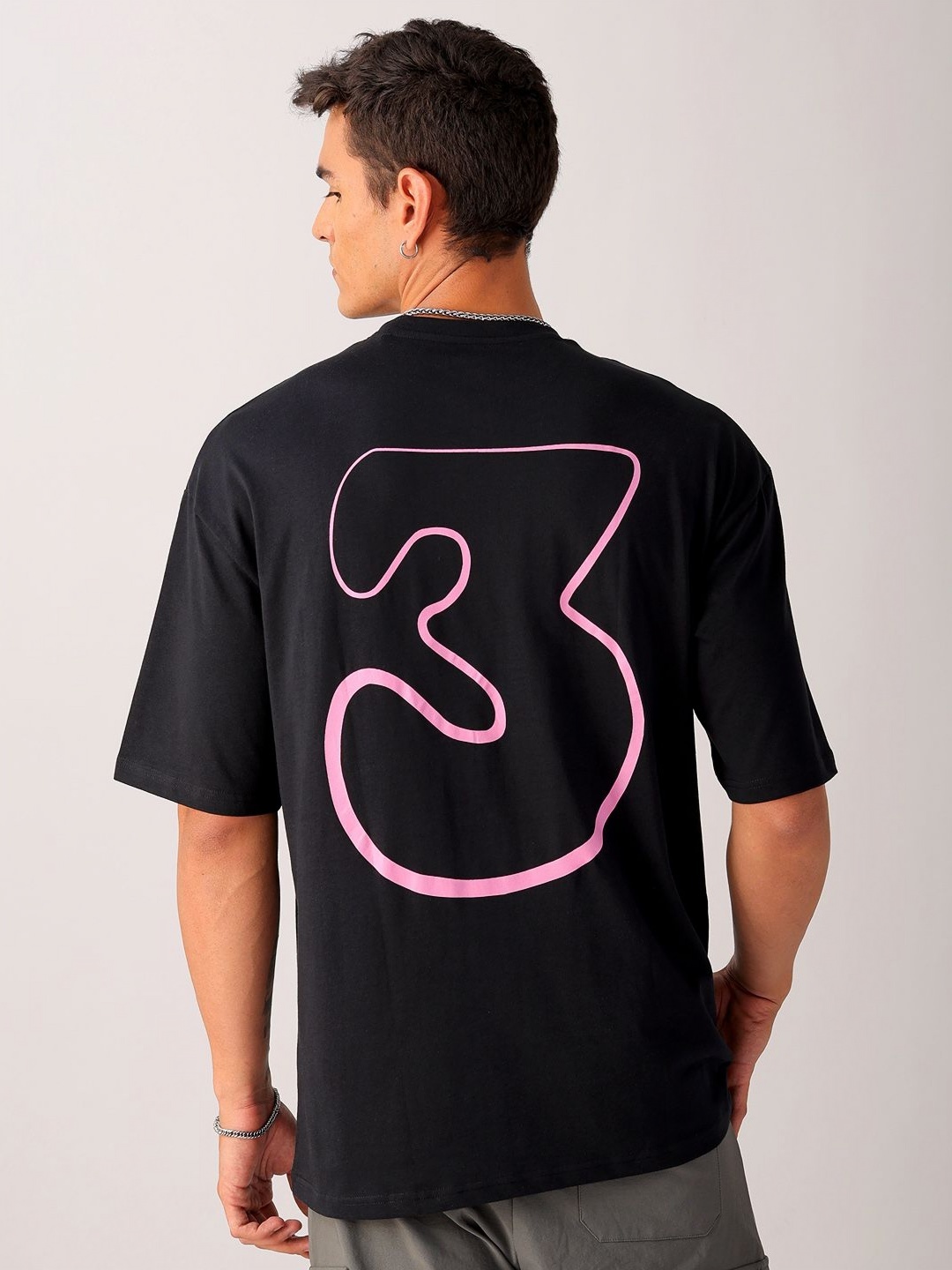 

The Indian Garage Co Men Back Printed Oversized Round Neck T-shirt, Black