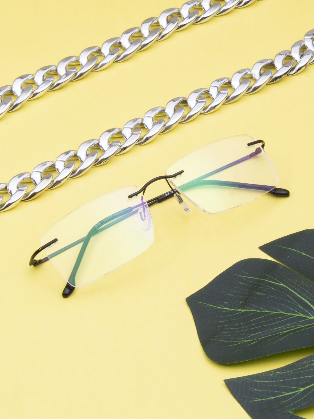 

Ted Smith Unisex Rimless Rectangle Frames, Metallic