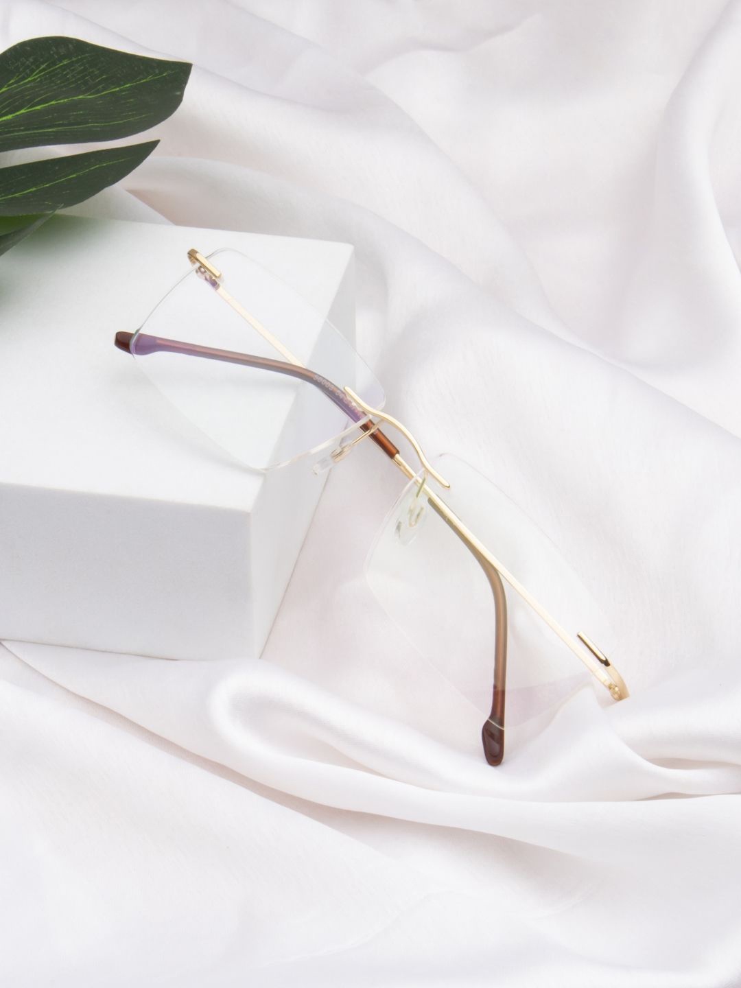 

Ted Smith Unisex Rimless Rectangle Frames, Gold
