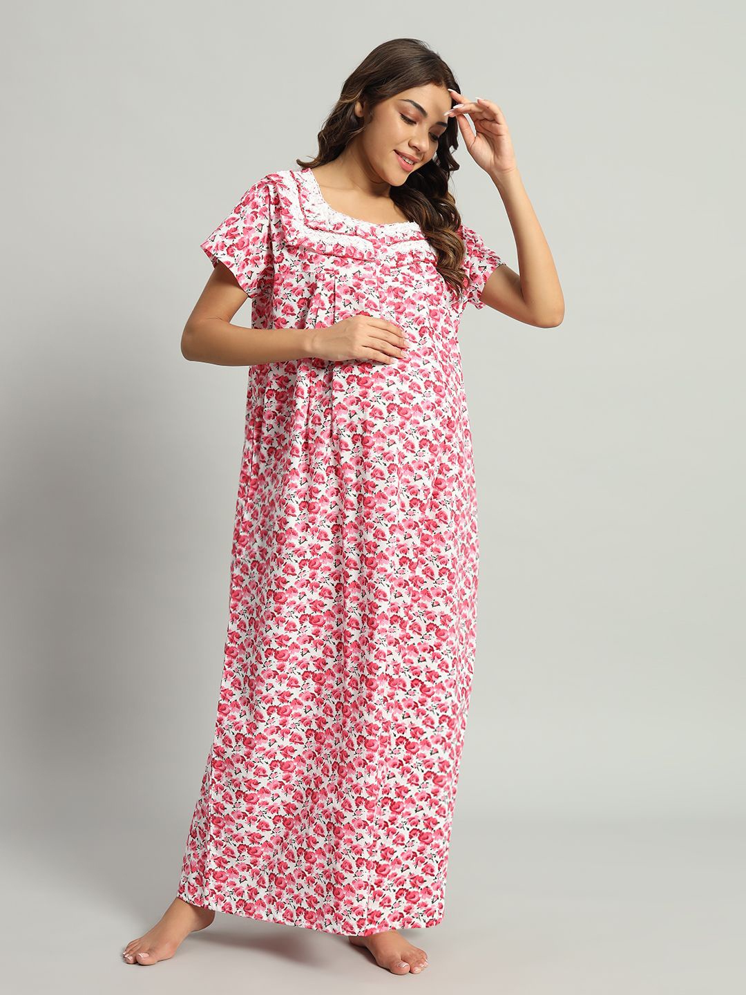 

SEPHANI Printed Maternity Maxi Nightdress, Pink