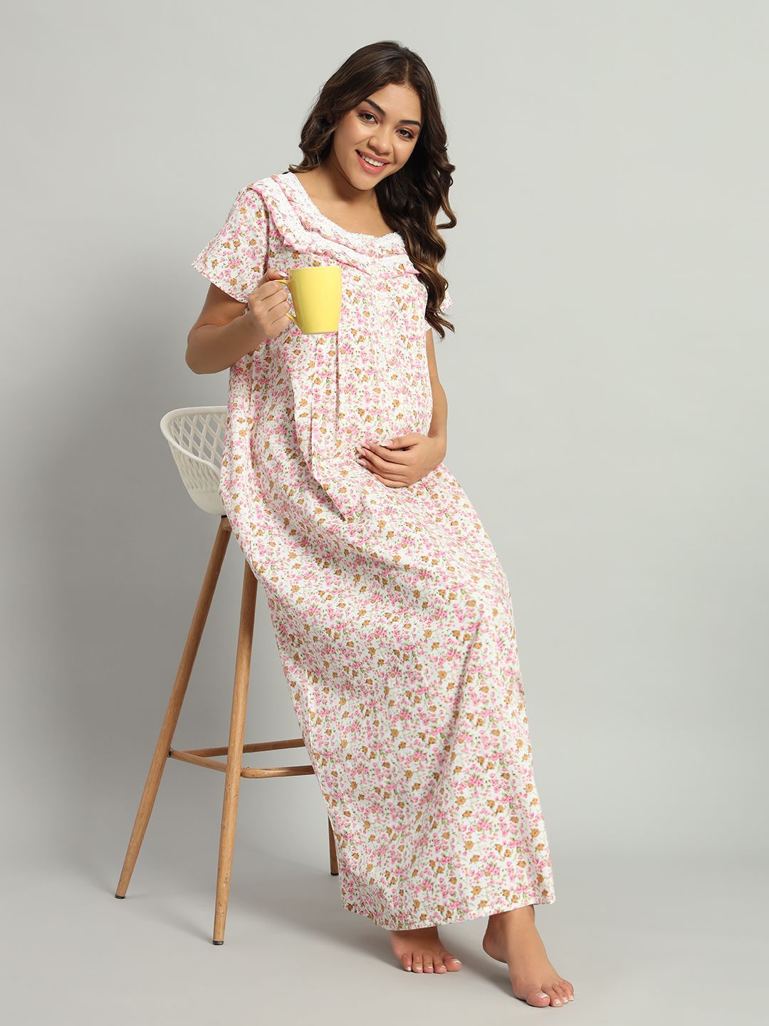 

SEPHANI Printed Maternity Maxi Nightdress, White