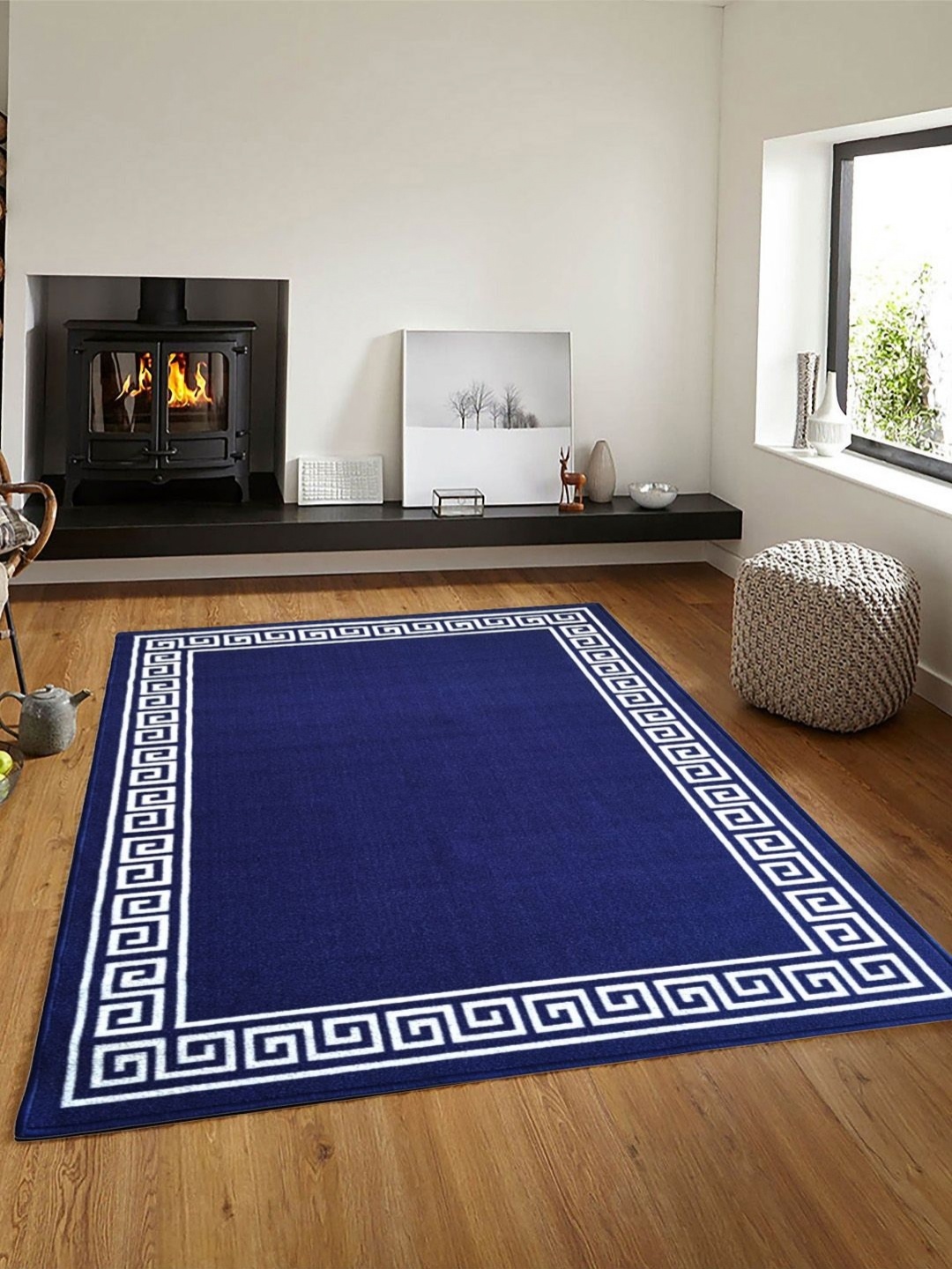 

Matz and More Blue Geometric Anti-Skid Nylon Carpet