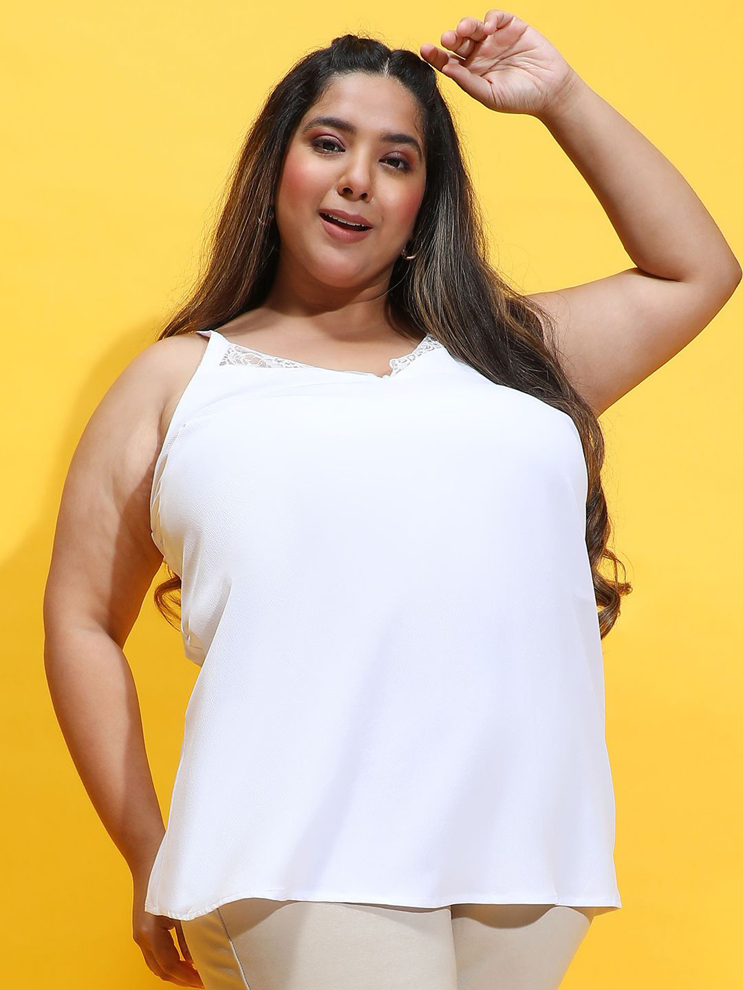 

Oxolloxo Women Sleeveless Crepe Top, White