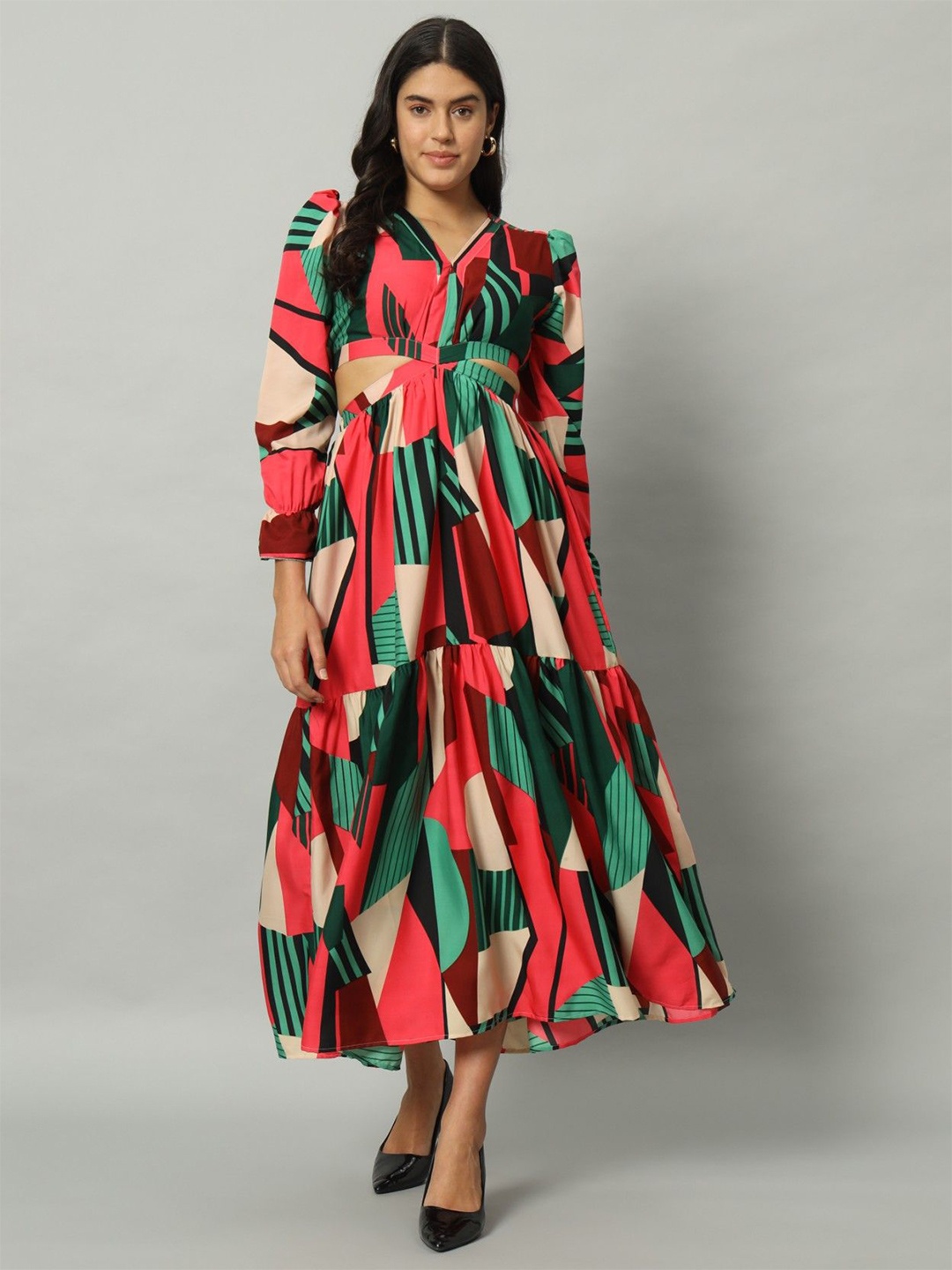 

Femvy Floral Printed Applique Maxi Dress, Pink